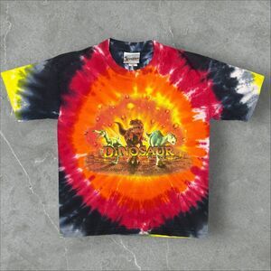 VTG Disney World Animal Kingdom Dinosaur Ride Tie Dye T-Shirt - Youth M